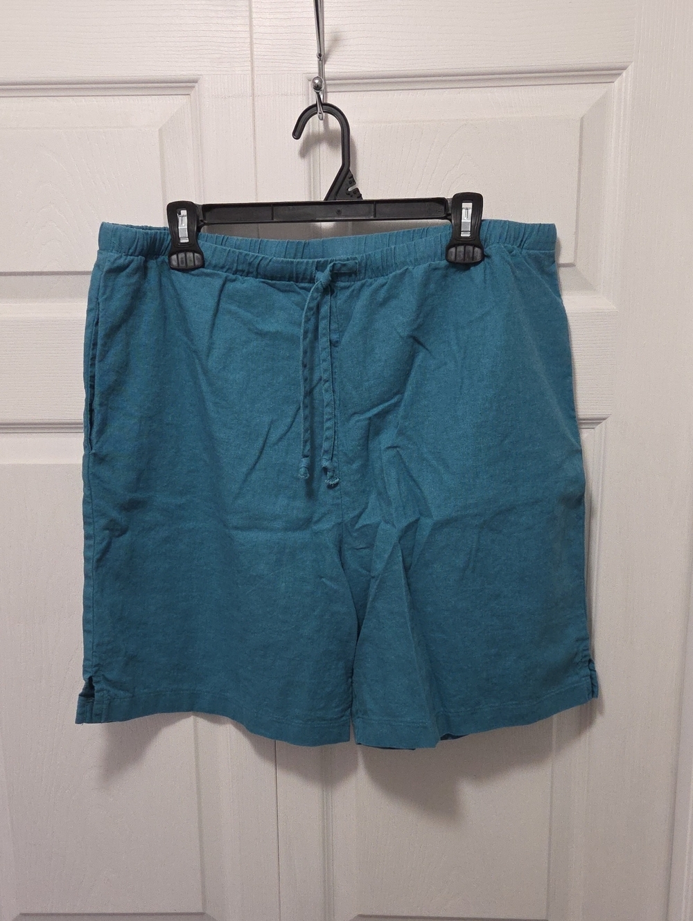 Coldwater Creek Size XL Teal Drawstring 55% Linen Shorts